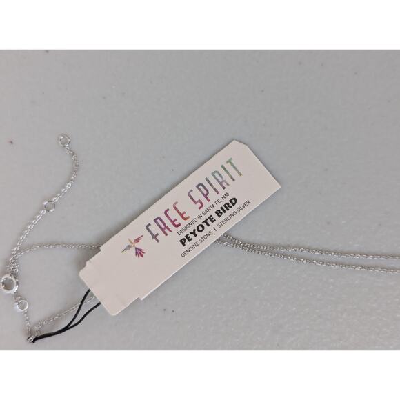 Peyote Bird Sterling Silver Pendant Necklace White Stone Charm Boho Western NWT - Picture 4 of 5